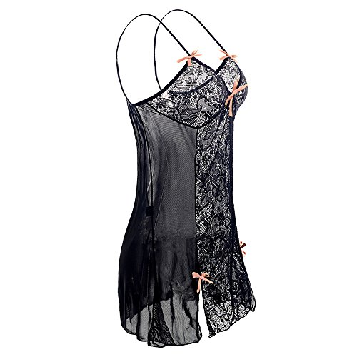 Lenfesh Lencería Mujer Encaje Seductor Transparente Erotica Ropa Interior con Tanga para Mujeres Sexy Vestido Babydoll Encaje (6XL, Rojo)