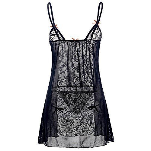 Lenfesh Lencería Mujer Encaje Seductor Transparente Erotica Ropa Interior con Tanga para Mujeres Sexy Vestido Babydoll Encaje (6XL, Rojo)