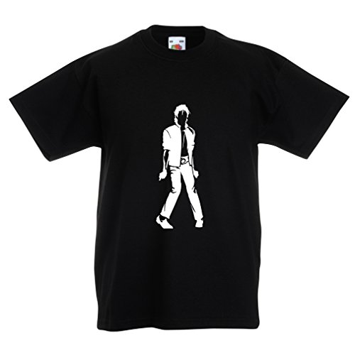 lepni.me Camiseta para Niño/Niña Me Encanta M J - Rey del Pop, 80s, 90s Músicamente Camisa, Ropa de Fiesta (12-13 Years Negro Blanco)