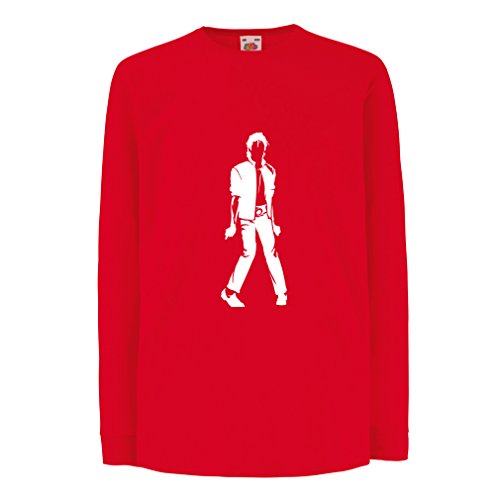 lepni.me Camiseta para Niño/Niña Me Encanta M J - Rey del Pop, 80s, 90s Músicamente Camisa, Ropa de Fiesta (5-6 Years Rojo Blanco)