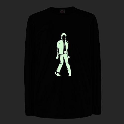 lepni.me Camiseta para Niño/Niña Me Encanta M J - Rey del Pop, 80s, 90s Músicamente Camisa, Ropa de Fiesta (9-11 Years Negro Fluorescente)