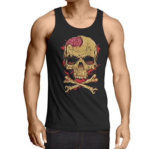 lepni.me Camisetas de Tirantes para Hombre La Calavera (Large Negro Multicolor)