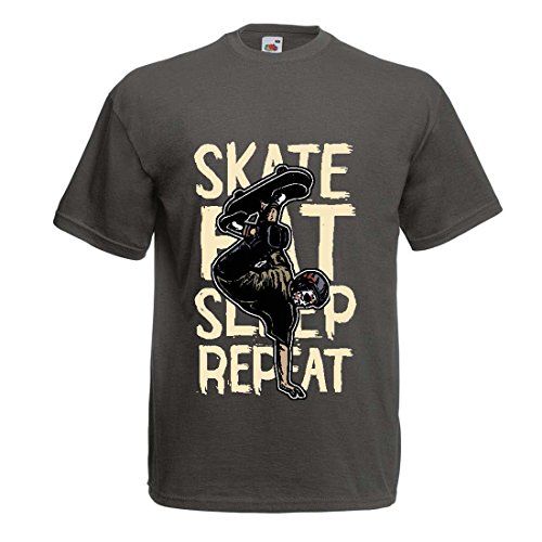 lepni.me Camisetas Hombre Eat-Sleep-Skate-Repeat para el Amante del monopatín, Regalos del Skater, Ropa Que anda en monopatín (Large Grafito Multicolor)