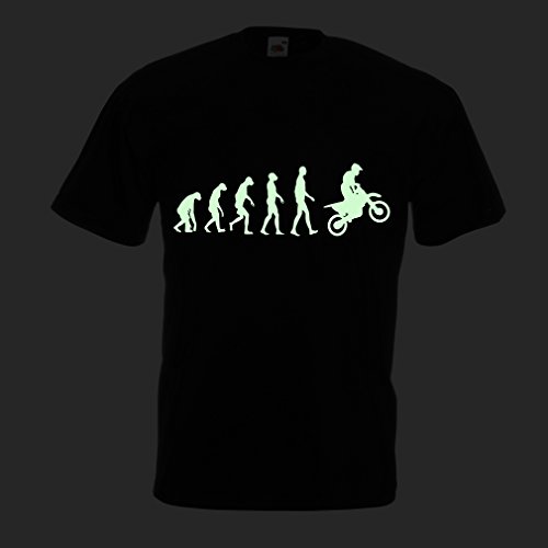 lepni.me Camisetas Hombre Evolución del Motocross Equipo de Moto Ropa de Carreras Todoterreno (Small Negro Fluorescente)