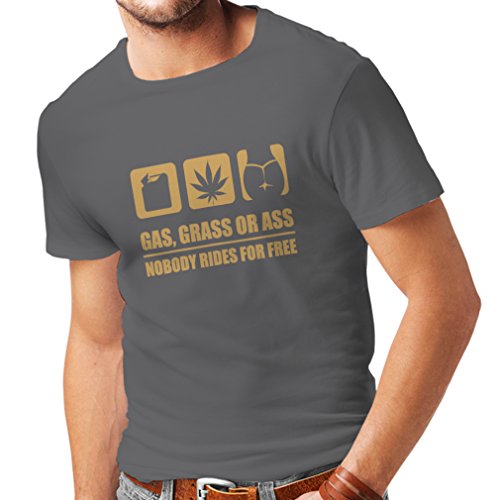 lepni.me Camisetas Hombre Gasolina, Hierba o asno Nadie viaja Gratis (XXX-Large Grafito Oro)