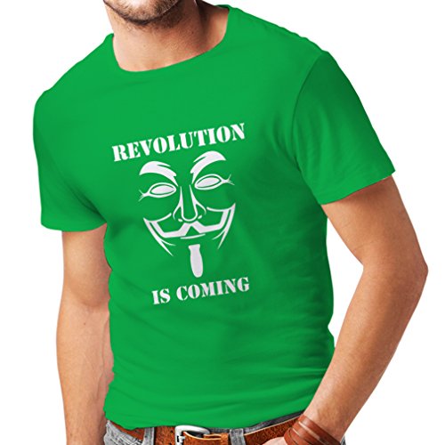 lepni.me Camisetas Hombre La Revolución se Acerca Hackers Anónimos Legión V para Vendetta (XXX-Large Verde Blanco)