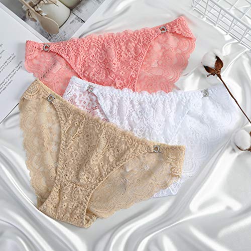 Levao Bragas Mujer Culotte de Sexy y Cómoda Ropa Interior, Braga Hipster Encaje para Mujeres（Pack de 6） M