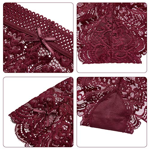 Levao Bragas Mujer Culotte Hipster Encaje para Mujeres Ropa Interior Cómoda y Sexy Pack de 6,S