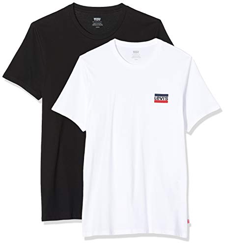 Levi's 2Pk Crewneck Graphic Camiseta, 2 Pack Sw White/Mineral Black, XL para Hombre