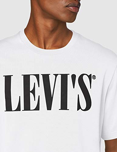 Levi's Relaxed Graphic tee Camiseta, White (90's Serif Logo White 0026), Large para Hombre