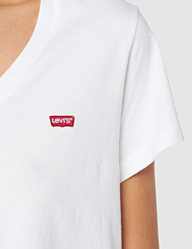 Levi's Vneck Camiseta, White (White + 0002), Large para Mujer