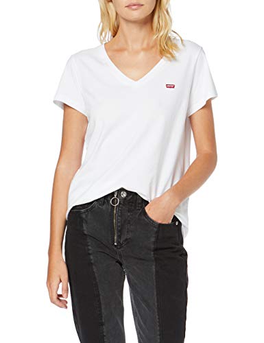 Levi's Vneck Camiseta, White (White + 0002), Small para Mujer