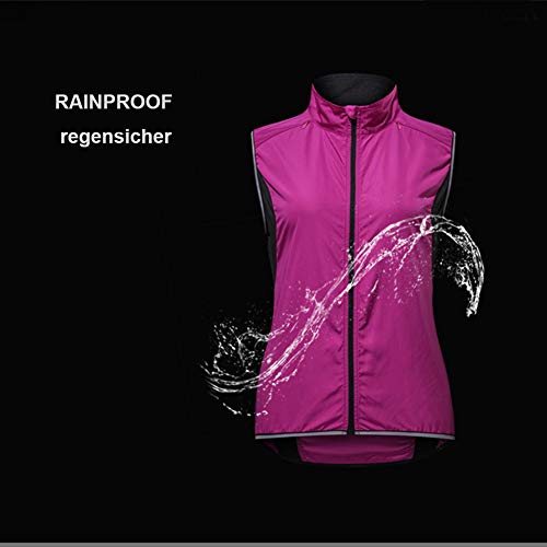 LFTYV Chalecos De Ciclismo De La Mujer Chaleco De Ciclismo Impermeable Y Transpirable Ultra-Delgado De Las Mujeres De Los Chalecos Reflectante Correr con Raya para Deportes Al Aire Libre,B,XL