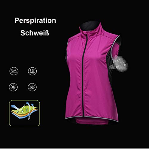 LFTYV Chalecos De Ciclismo De La Mujer Chaleco De Ciclismo Impermeable Y Transpirable Ultra-Delgado De Las Mujeres De Los Chalecos Reflectante Correr con Raya para Deportes Al Aire Libre,B,XL