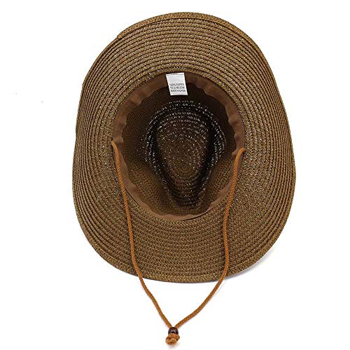 LHZUS Sombreros Hombre Mujer Sombrero de Paja Pareja Playa Sombrero Vaquero Occidental Al Aire Libre Junto al mar Protección Solar Sombrero for el Sol (Color : Café, Size : 56-58cm)