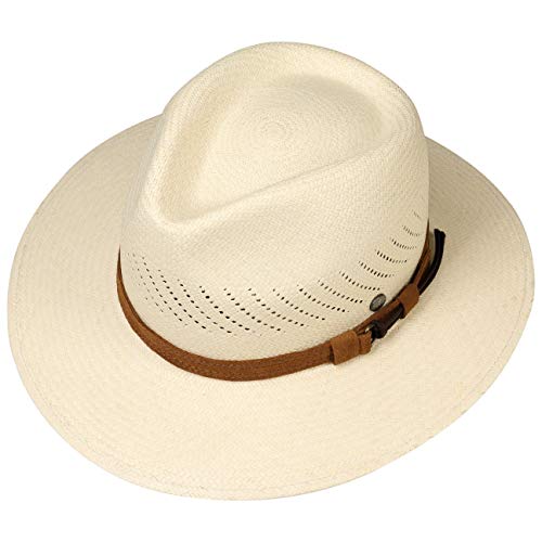 Lierys Sombrero Panamá Air Mujer/Hombre - Made in Ecuador Traveller de Paja Hombre con Banda Piel, Piel Primavera/Verano - M (57-58 cm) Natural