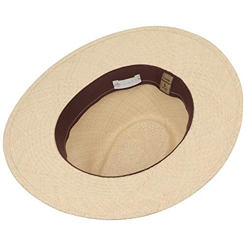 Lierys Sombrero Panamá Traveller The Striking de Hombre - Sombrero 100% de Paja panamá - Fabricado a Mano en Ecuador - Sombrero de Hombre S-XXL Natural M (57-58 cm)