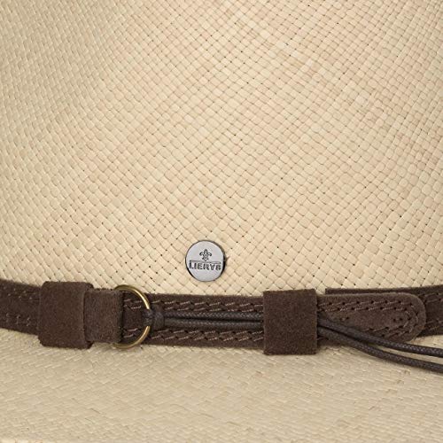 Lierys Sombrero Panamá Traveller The Striking de Hombre - Sombrero 100% de Paja panamá - Fabricado a Mano en Ecuador - Sombrero de Hombre S-XXL Natural M (57-58 cm)