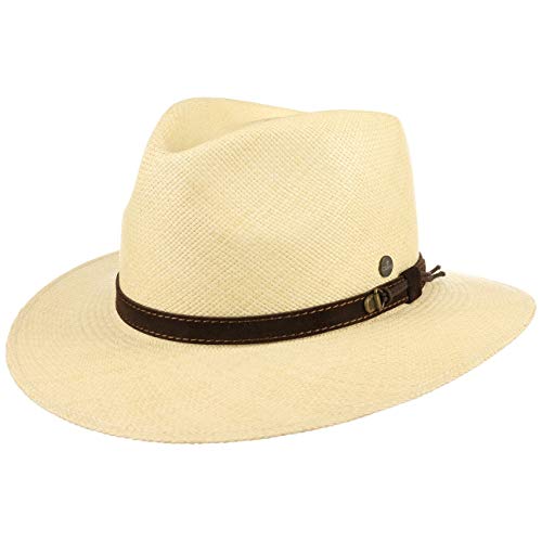 Lierys Sombrero Panamá Traveller The Striking de Hombre - Sombrero 100% de Paja panamá - Fabricado a Mano en Ecuador - Sombrero de Hombre S-XXL Natural M (57-58 cm)