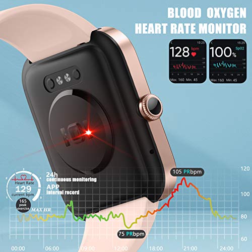 LIFEBEE Smartwatch, 1.69" Reloj Inteligente Hombre Mujer con Alexa Integrada, Pulsómetro, Monitor de Oxígeno de Sangre, Monitor de Sueño, Monitores de Actividad Impermeable 5ATM con 14 Modos Deporte