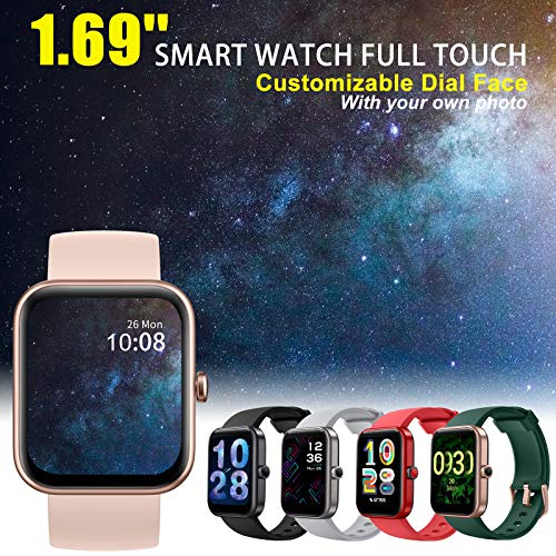 LIFEBEE Smartwatch, 1.69" Reloj Inteligente Hombre Mujer con Alexa Integrada, Pulsómetro, Monitor de Oxígeno de Sangre, Monitor de Sueño, Monitores de Actividad Impermeable 5ATM con 14 Modos Deporte