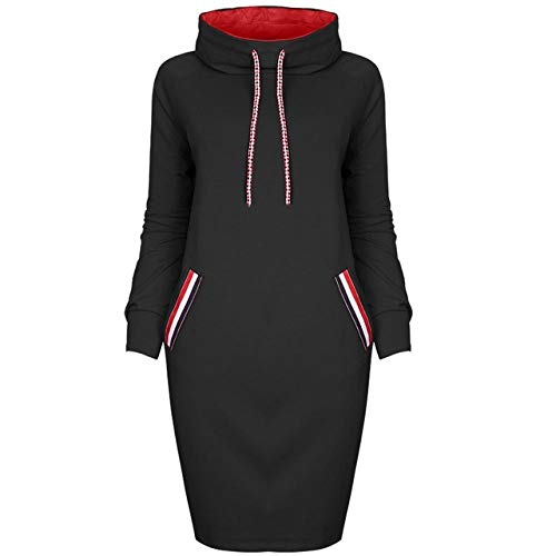 LIFEILONG Vestido con Capucha para Mujer 2020, Jersey de Invierno y Primavera para Mujer, Sudadera de Moda para Mujer, Sudadera Larga con Capucha para Mujer, Vestido con Capucha y Tirante hacia atrás