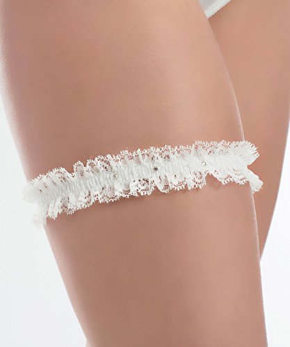 Liga Novia ELEGANTE delgado a la Boda- Liga Nupcial Discreto con 3 Pequeños Pedrería Brillante- Garter Novia, Garter Boda- Novias Accesorios - MUST HAVE - Regalo Dama de Honor, Bachelor Party - MARFIL