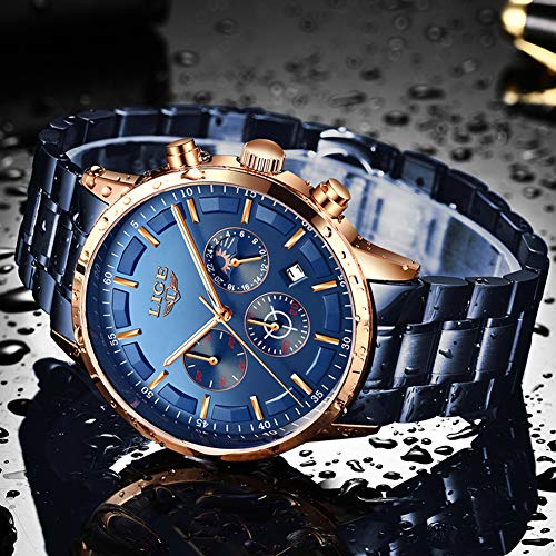 LIGE Relojes Hombre Moda Cronógrafo Acero Inoxidable Analógico Reloj Hombre Impermeable Vestido Negocios Relojes para Hombres