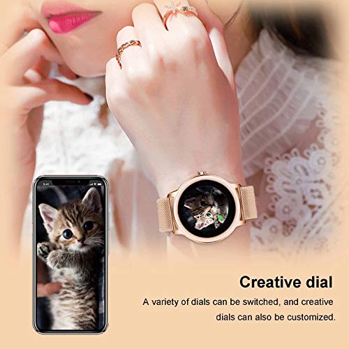 LIGE Smartwatch, Reloj Inteligente Mujer, Resistente al Agua IP67, con Pantalla Táctil Completa de 1,1'', Monitor de Frecuencia Cardíaca, Reloj para Mujer con Pulsera de Malla para Android e iOS