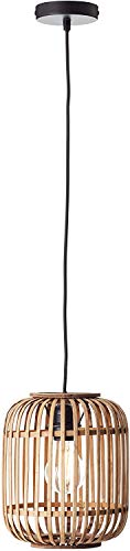 Lightbox - Lámpara colgante de ratán auténtico, portalámparas E27 para máx. bombilla de 40 W, moderna lámpara colgante de metal y ratán, color marrón claro y negro
