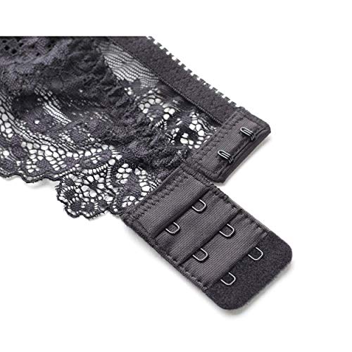 Liguero de Encaje para Mujer Clips metálicos Liguero y Medias (L, Negro2)