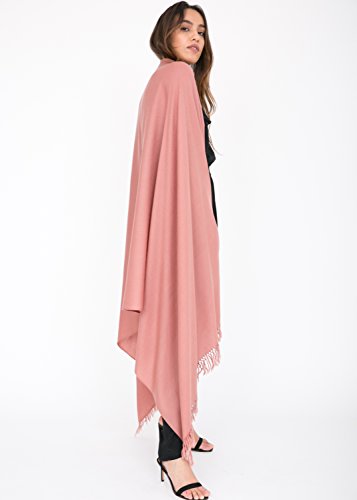 likemary Kasa Bufanda Pashmina Mantón Mujer de Lana Merina - Chal Fular Extra Grande para Invierno - 100% Lana Merina Pura Tejida a Mano - Regalo para Mujer Comercio Justo Rosa Empolvado