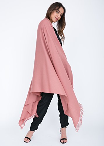likemary Kasa Bufanda Pashmina Mantón Mujer de Lana Merina - Chal Fular Extra Grande para Invierno - 100% Lana Merina Pura Tejida a Mano - Regalo para Mujer Comercio Justo Rosa Empolvado