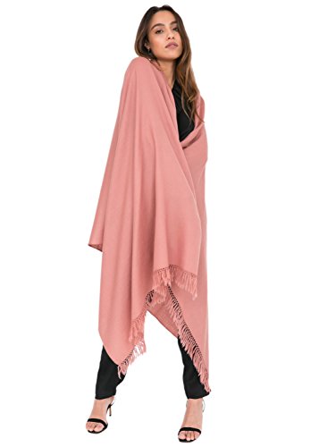 likemary Kasa Bufanda Pashmina Mantón Mujer de Lana Merina - Chal Fular Extra Grande para Invierno - 100% Lana Merina Pura Tejida a Mano - Regalo para Mujer Comercio Justo Rosa Empolvado