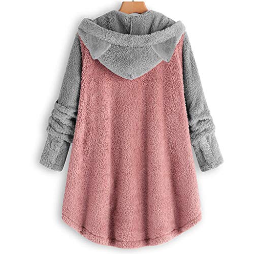 ღLILICATღ Mujer Patchwork Sudadera con Capucha para Mujer tamaño Grande suéter para Mujer otoño e Invierno Camisa de Manga Larga Chaqueta Caliente botón de Felpa Descuento