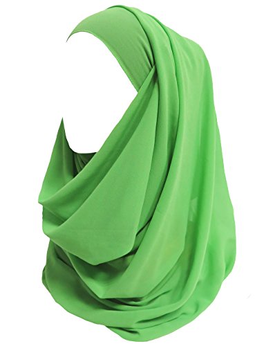 Lina & Lily Hijab para Mujer Musulmana Chiffon Bufanda Turbante Islámico (Verde)