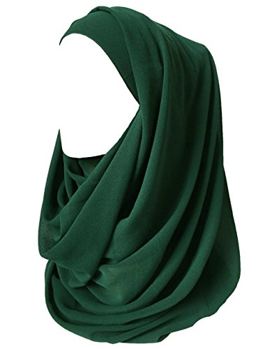 Lina & Lily Hijab para Mujer Musulmana Chiffon Bufanda Turbante Islámico (Verde bosque)