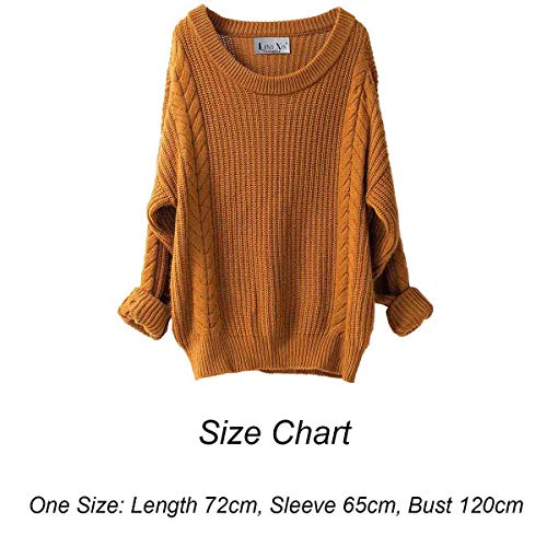 Liny Xin Jersey Suéter para Mujer de Cachemira Cuello Alto de Manga Larga Ligero Otoño e Invierno de Punto, Ginger