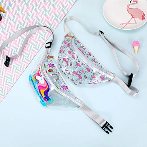 LIOOBO Bolsa de Cintura PVC Translúcido Patrón de Flamenco Impreso Lentejuelas Paquete Cintura Bolsa de Almacenamiento Bolsa para Griales Mujeres Deportes al Aire Libre