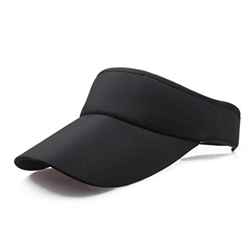 LIOOBO Unisex Hombres Mujeres Verano Ajustable Visera para el Sol Tenis Sombrero de Golf Gorra Exterior Topless para Deportes Playa Vacaciones Senderismo Golf (Negro)