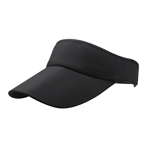 LIOOBO Unisex Hombres Mujeres Verano Ajustable Visera para el Sol Tenis Sombrero de Golf Gorra Exterior Topless para Deportes Playa Vacaciones Senderismo Golf (Negro)