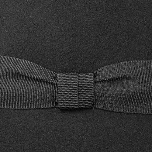 Lipodo Gratus Pork Pie Sombrero de Fieltro Mujer/Hombre - Fabricado en Italia - Fedora Verano/Invierno - Porkpie con Cinta - Sombrero de Lana Negro L (58-59 cm)