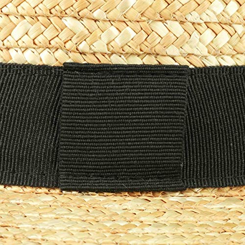 Lipodo Sombrero de Paja Canotier Mujer/Hombre - Made in Italy Verano Marinero Sombreros con Banda Grosgrain Primavera/Verano - 59 cm Natural