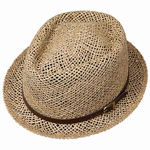 Lipodo Sombrero de Paja Coyuca Vented Mujer/Hombre - Made in Italy Verano Sol Primavera/Verano - L (58-59 cm) Natural