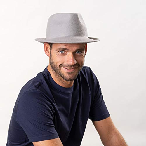 Lipodo Trilby Sombrero de Fieltro para Mujer/Hombre - Sombrero de Hombre Fabricado en Italia - Sombrero de Italiana para otoño/Invierno - Verde Oliva L (58-59 cm)
