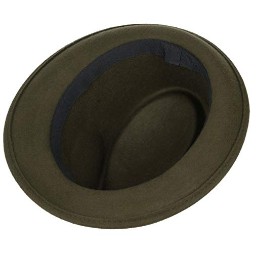 Lipodo Trilby Sombrero de Fieltro para Mujer/Hombre - Sombrero de Hombre Fabricado en Italia - Sombrero de Italiana para otoño/Invierno - Verde Oliva L (58-59 cm)