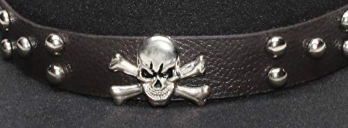 liqun Banda De Cuero con Calavera Retro para Padres E Hijos Unisex/Niño Lana ala Ancha Fedora Pork Pie Pork-Pie Sombrero Bowler Tapa Superior Redonda   (57 Cm / 54 Cm), Negro, Tamaño Adulto 57 Cm