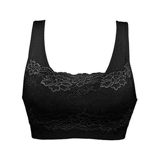 Litthing 1/2/3 Piezas Sujetadore Deportivo Encaje Sexy Transpirable Confort Yoga Deportes de Yoga para Mujeres（Negro, L