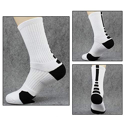 Litthing Calcetines Deportivos Antideslizantes de Algodón para Hombre Desodorante Respirables para Baloncesto Fútbol Yoga de Balonmano Correr Engrosamiento de Ciclismo (Largo, 5)