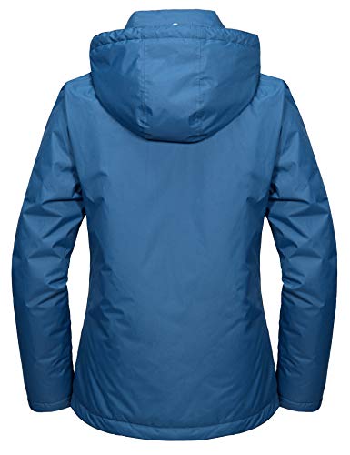 Little Donkey Andy Chaqueta de esquí para mujer, impermeable, cálida, resistente al viento, para montaña, nieve, lluvia, mosaico, azul, XL